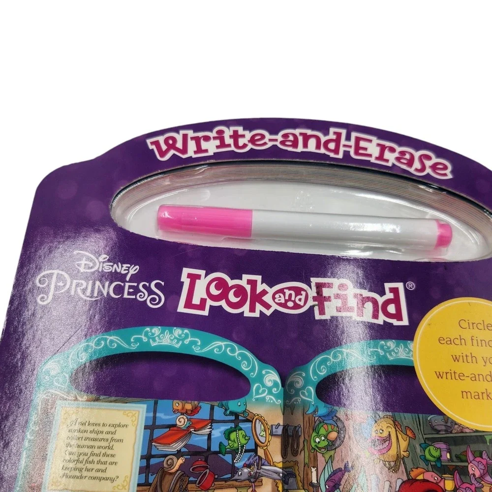 Disney Princess Write-and-Erase Look &‎ Find Wipe Clean Learning Board 20 Pages - Picture 11 of 14